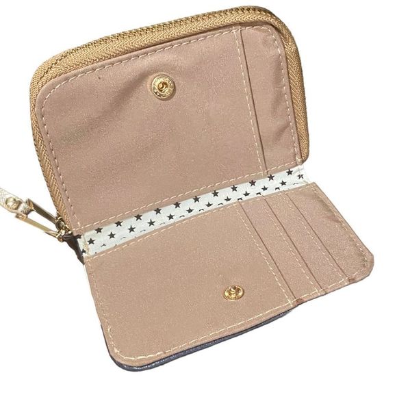 LAST ONE! CUTE Small Keychain Wallet Bulldog Rose Gold Zip Around ID Window - Picture 3 of 4